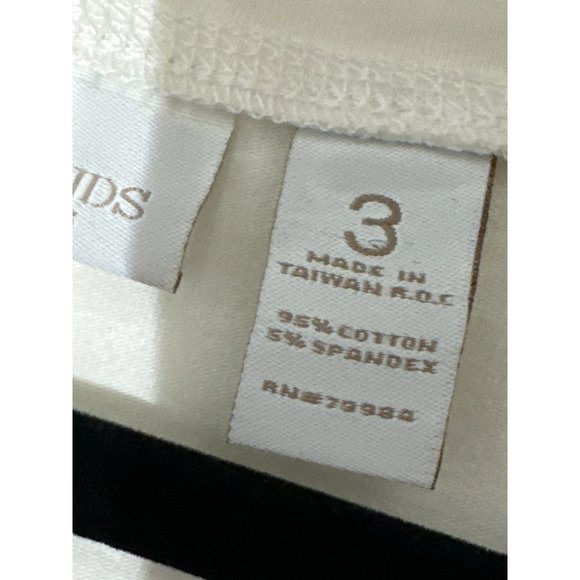 Weekends by Chico’s size 3 cream with navy print rhinestones 3/4 sleeve top - Picture 6 of 7